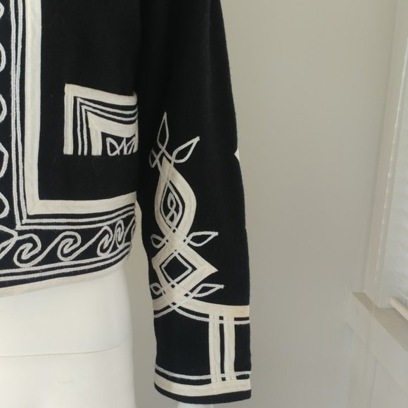 Vintage CHAQUETA Jacket 100% Wool Cropped Length/Full Sleeve Southwest Statement - Picture 2 of 5